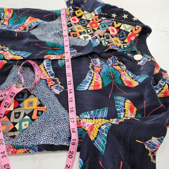 Canvasbacks Vintage Small Butterfly Patchwork Tunic Top Boho Maximalism Artsy - Picture 9 of 11